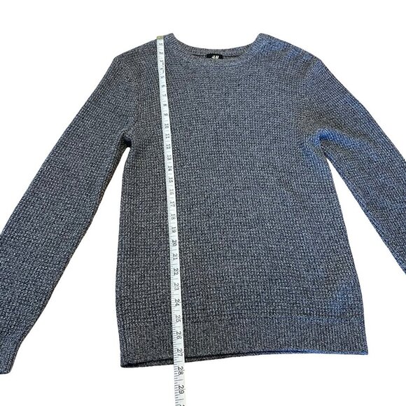 H&M Men’s Gray Knit Sweater Crew Neck Cotton Acrylic Blend Size Small - Picture 9 of 11